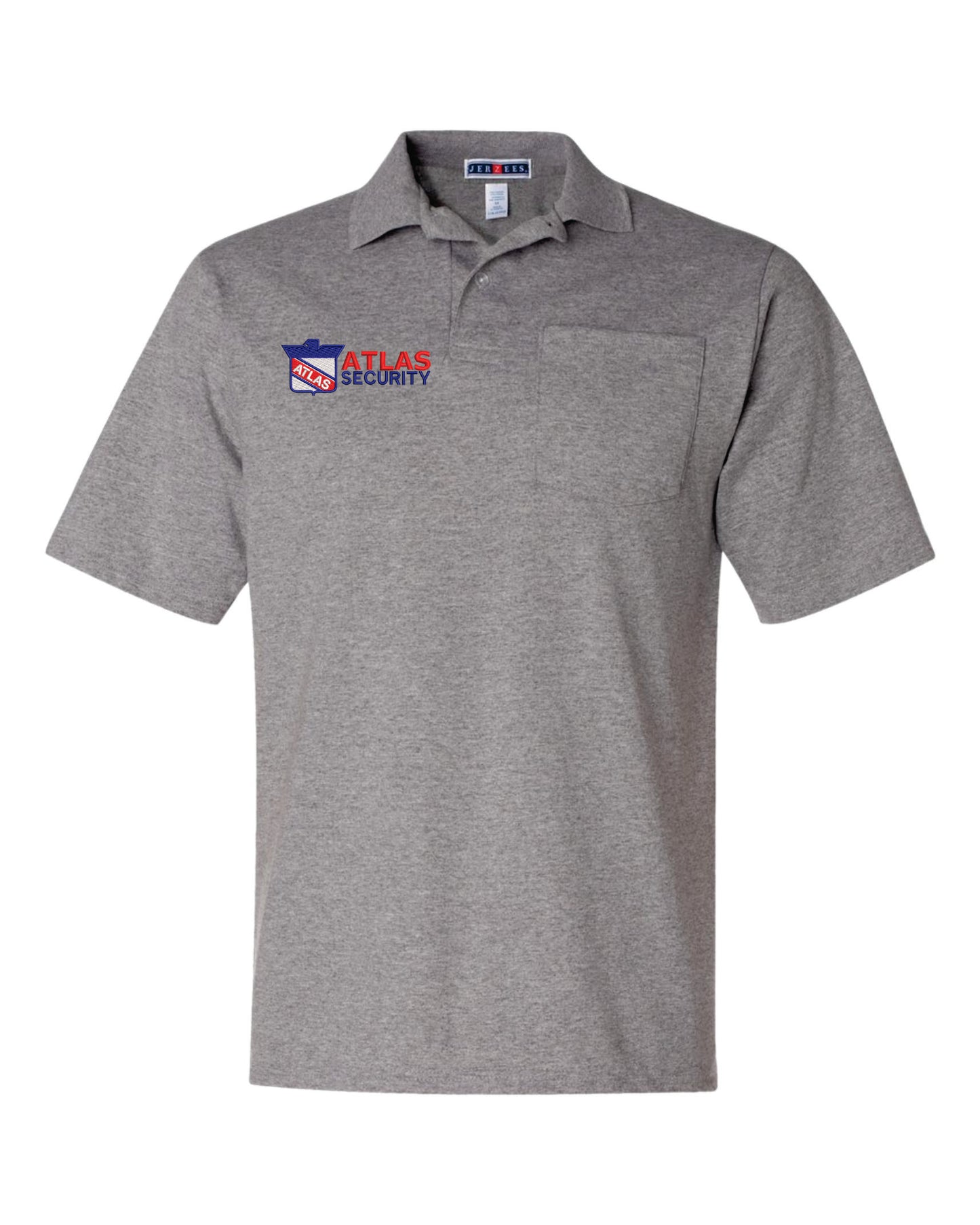 JERZEES Oxford SpotShield™ 50/50 Pocket Polo with Embroidered Atlas
