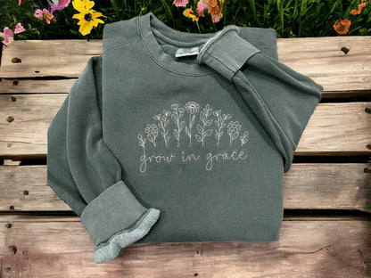 Grow In Grace - Embroidered Sweatshirt