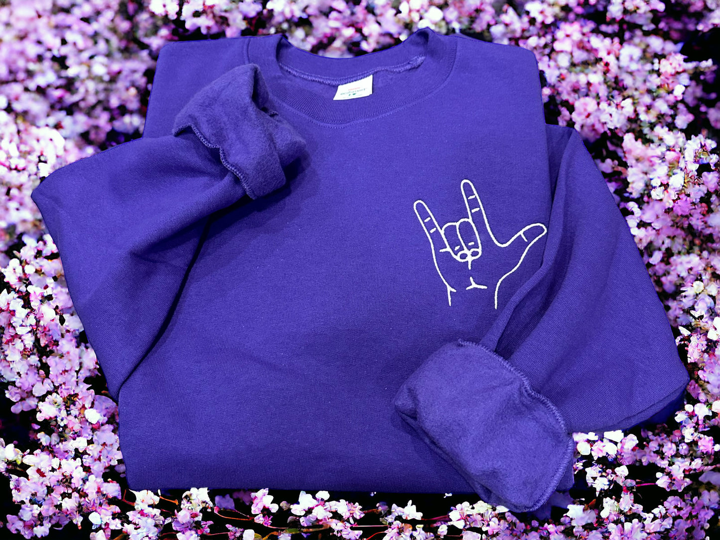 Embroidered I Love You Sign Language Sweatshirt