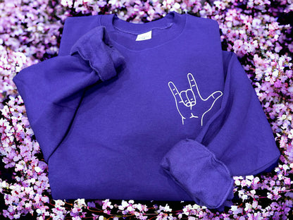 I Love You Sign Language - Embroidered Sweatshirt