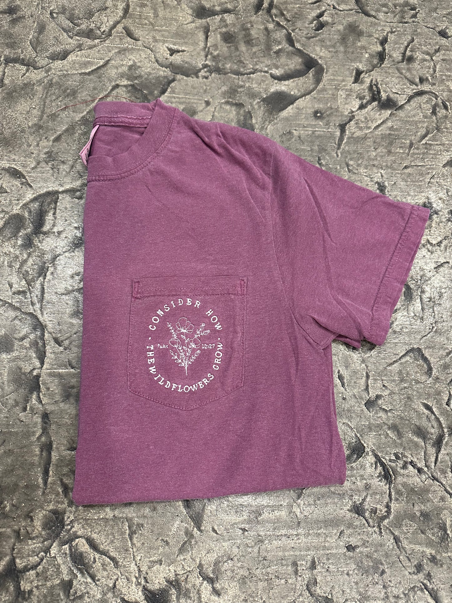 Consider How The Wild Flowers Grow - Embroidered Pocket Tee