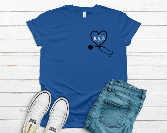 Nurse Personalized Custom Monogram - Bella+Canvas T-shirt